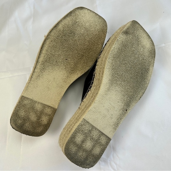 ZARA black jute raffia wedge platform sandals - Picture 6 of 6